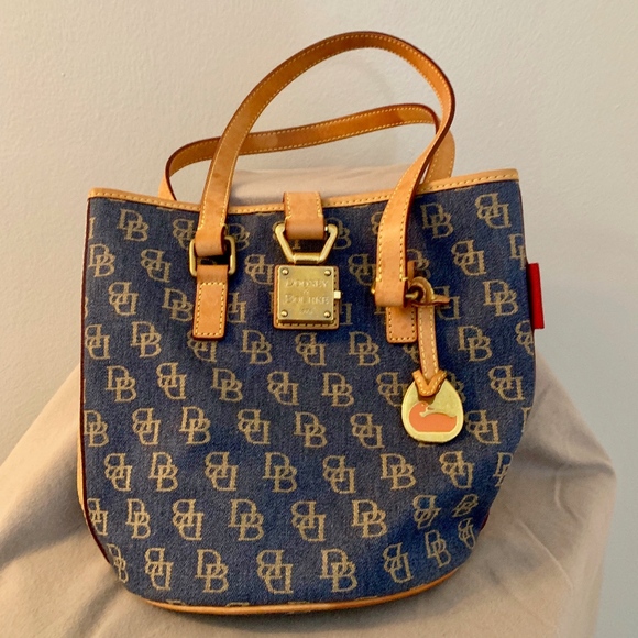 Dooney & Bourke Handbags - Dooney & Bourke Blue Denim Monogram Bucket Bag
